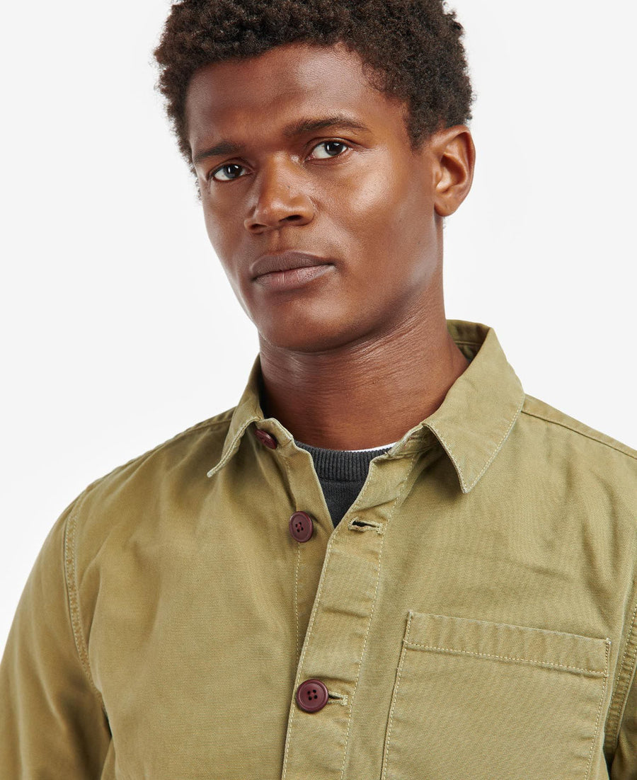 barbour washed overshirt bleached olive