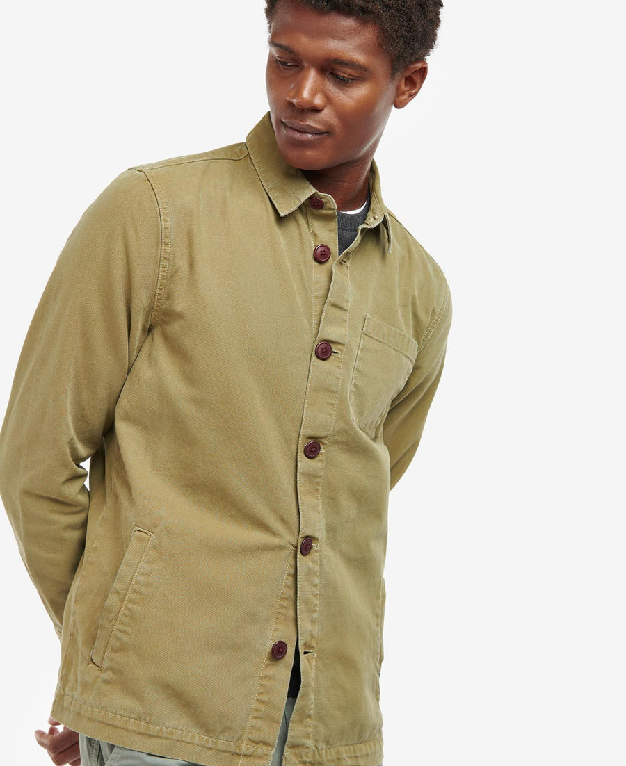 barbour washed overshirt bleached olive