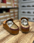 birkenstock naples wrapped double stitch cognac