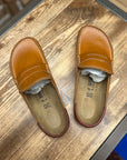 birkenstock naples wrapped double stitch cognac
