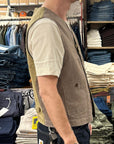 captain santors 7706 vest ck505 brown cotton linen