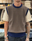 captain santors knit vest blu kaki