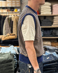 captain santors knit vest blu kaki