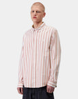 carharrtt wip long sleeve deven shirt deven stripe oxide red white