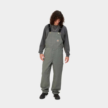 carhartt wip bib overall smoke green rinsed