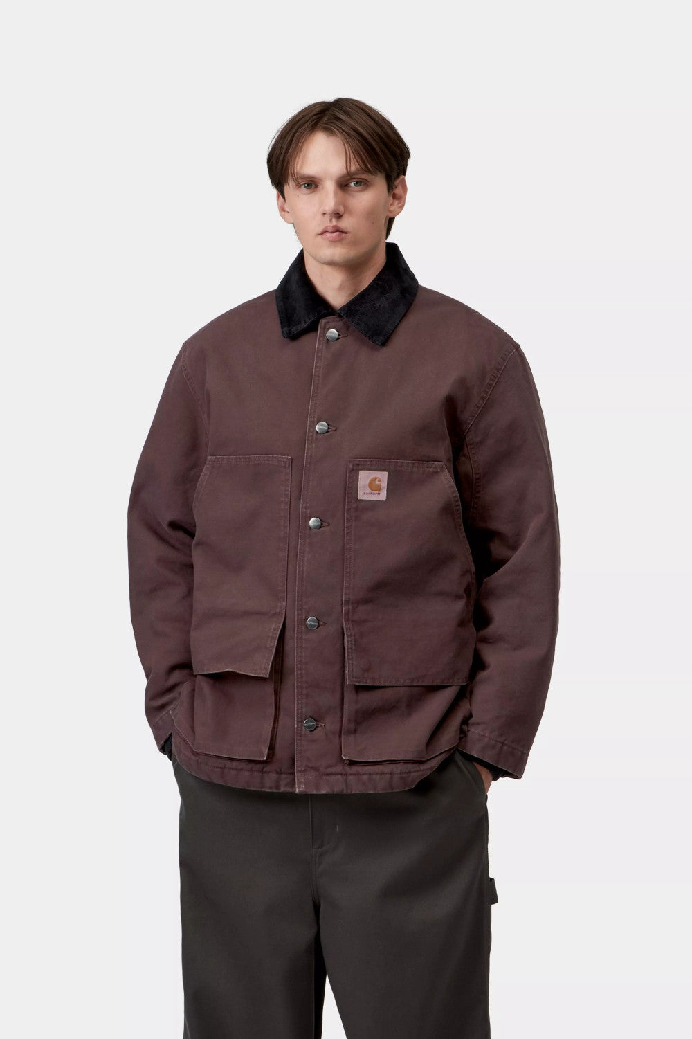 carhartt wip lander coat palisander black stone washed