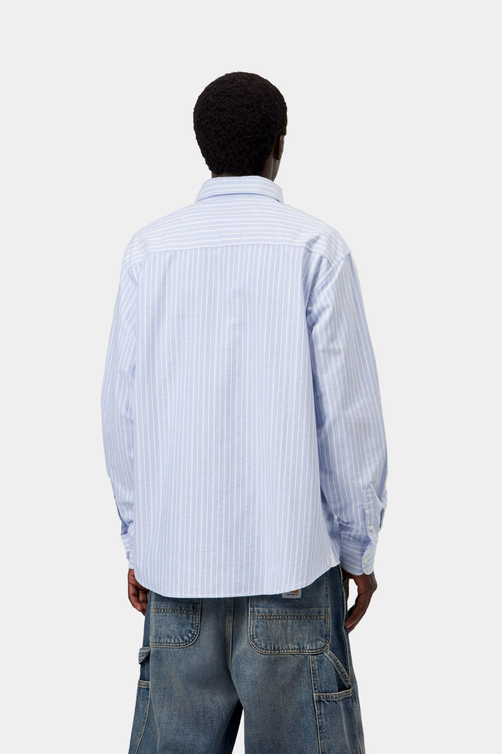 carhartt wip long sleeve kanan shirt cotton oxford kanan stripe bleach