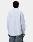 carhartt wip long sleeve kanan shirt cotton oxford kanan stripe bleach
