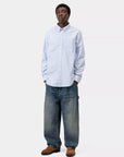 carhartt wip long sleeve kanan shirt cotton oxford kanan stripe bleach