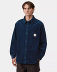 carhartt wip long sleeve loyde cord shirt dark navy rinsed