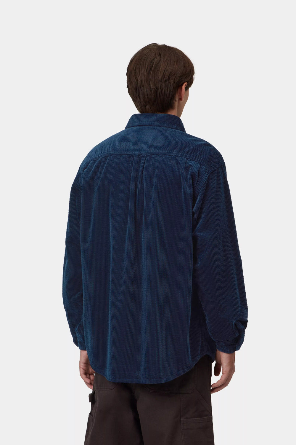 carhartt wip long sleeve loyde cord shirt dark navy rinsed