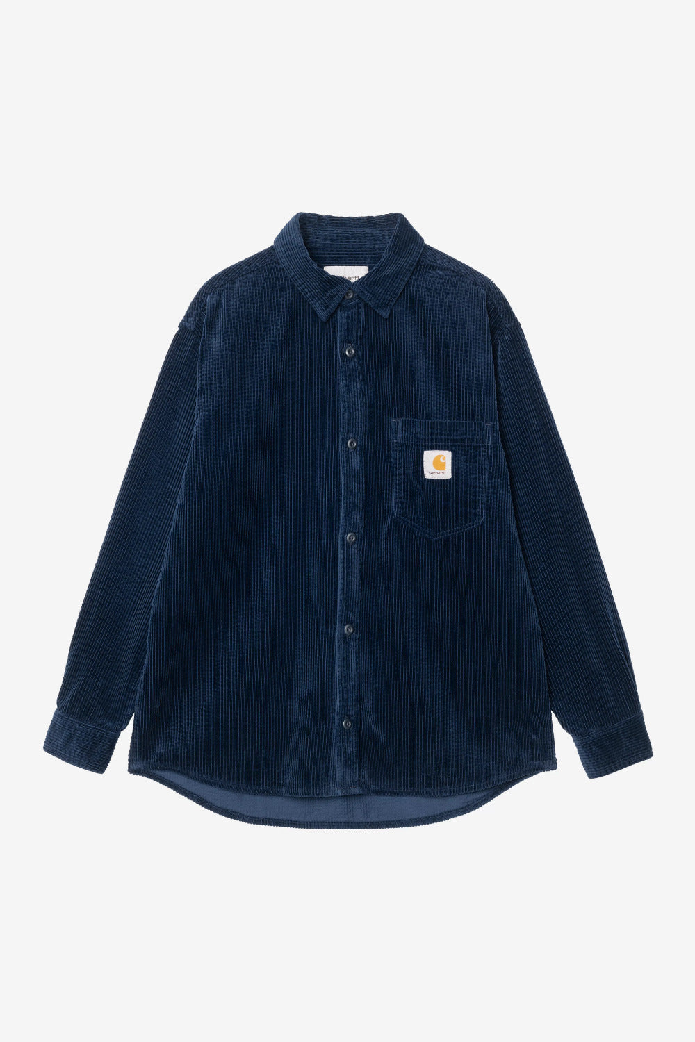carhartt wip long sleeve loyde cord shirt dark navy rinsed