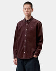 carhartt wip long sleeve madison cord shirt amarone