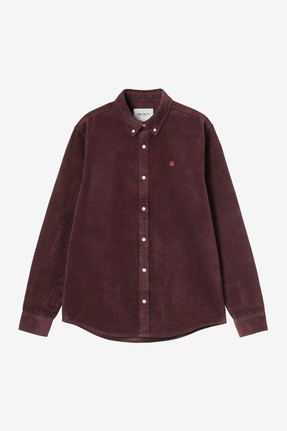 carhartt wip long sleeve madison cord shirt amarone