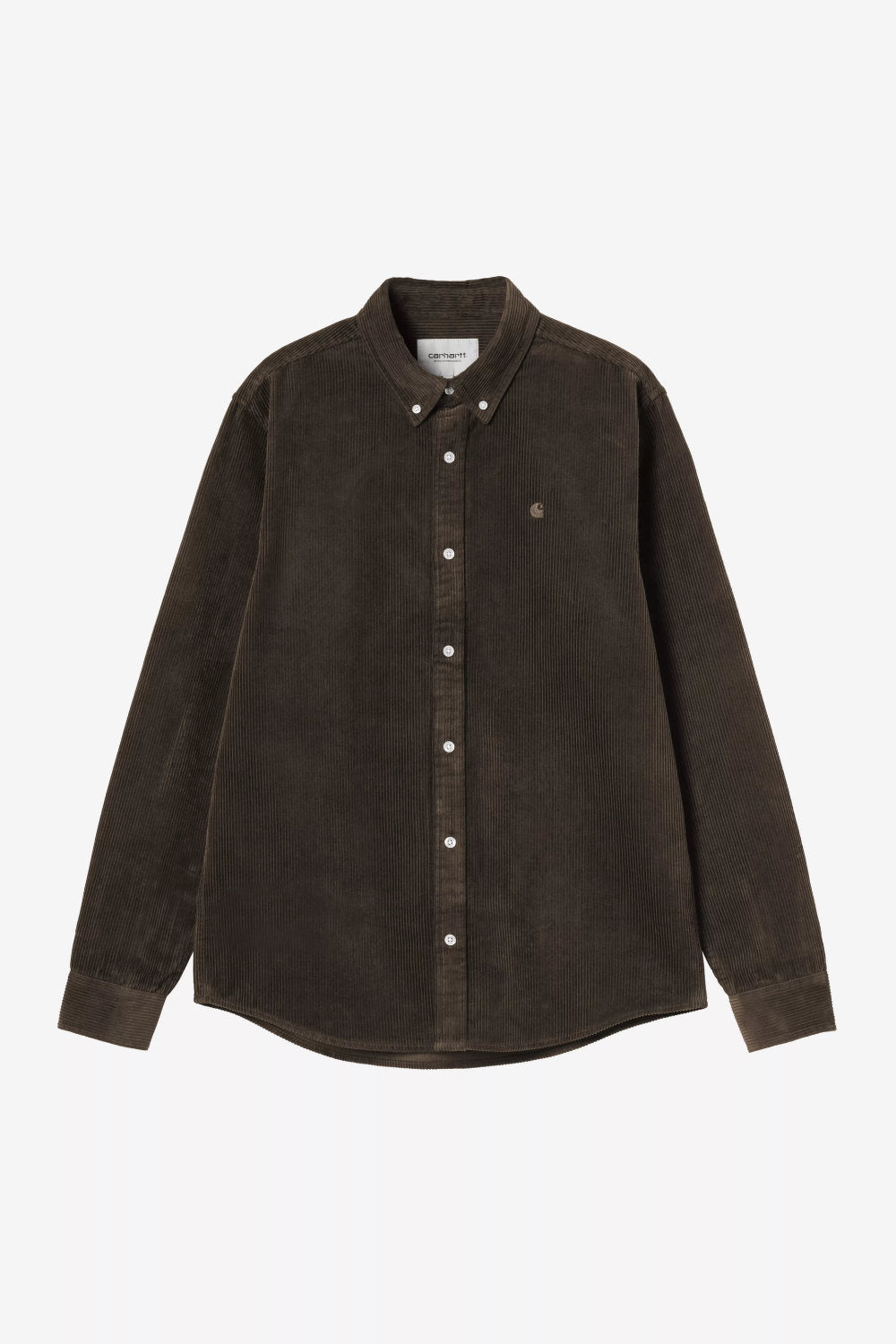 carhartt wip long sleeve madison cord shirt tobacco