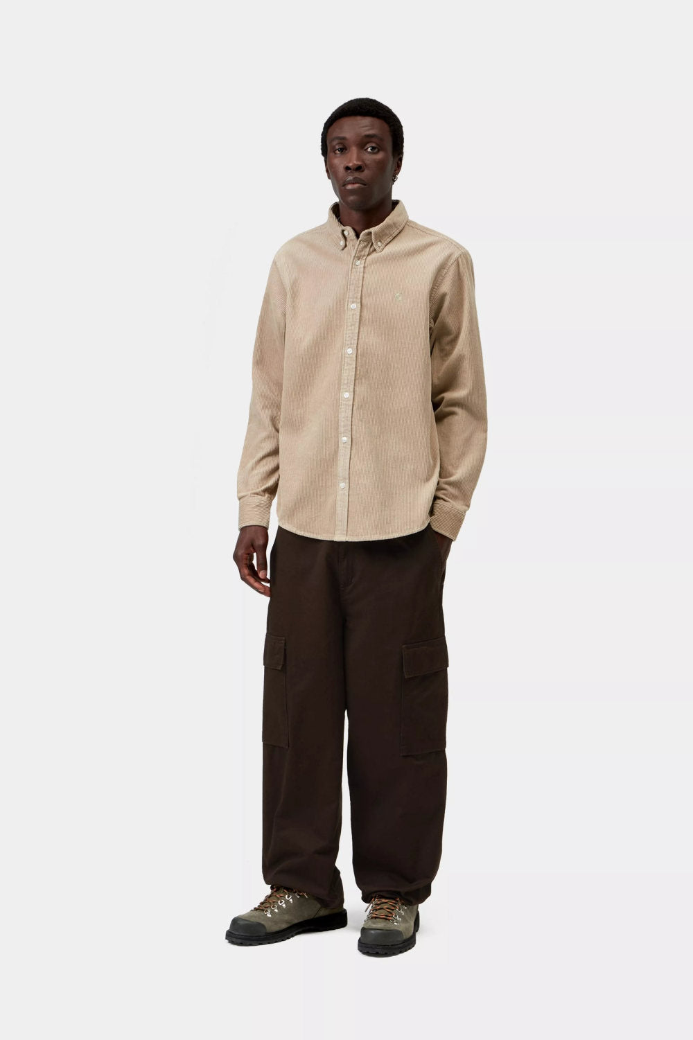 carhartt wip long sleeve madison cord shirt wall