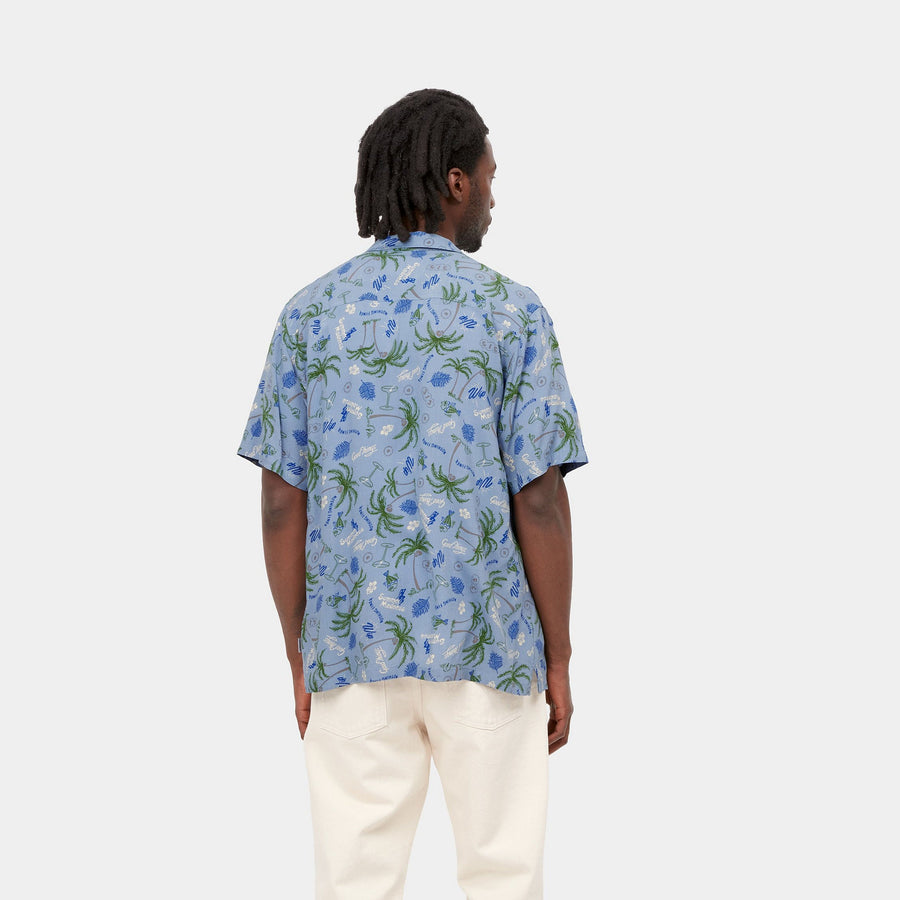 carhartt wip mirage short sleeve shirt mirage print frosted blue