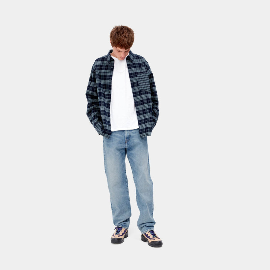 carhartt wip pontiac pant blue light used wash