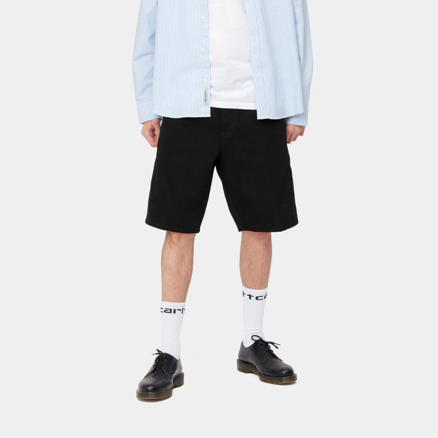 carhartt wip single knee short black rinsed
