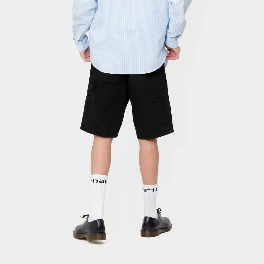 carhartt wip single knee short black rinsed