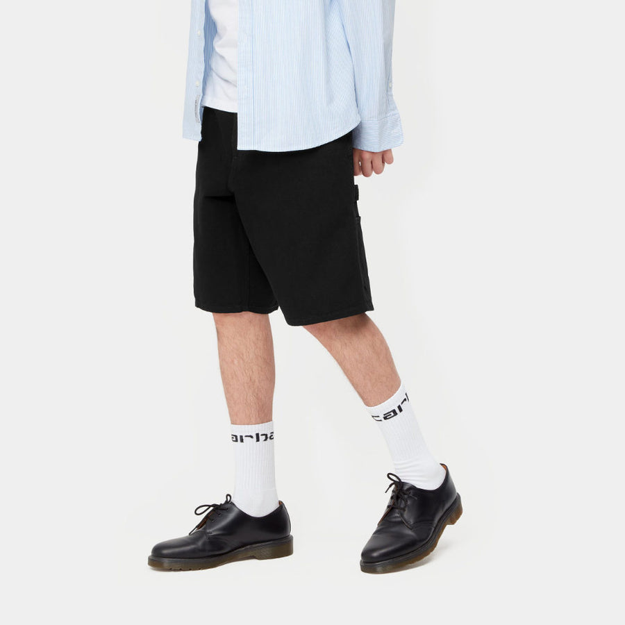 carhartt wip single knee short black rinsed