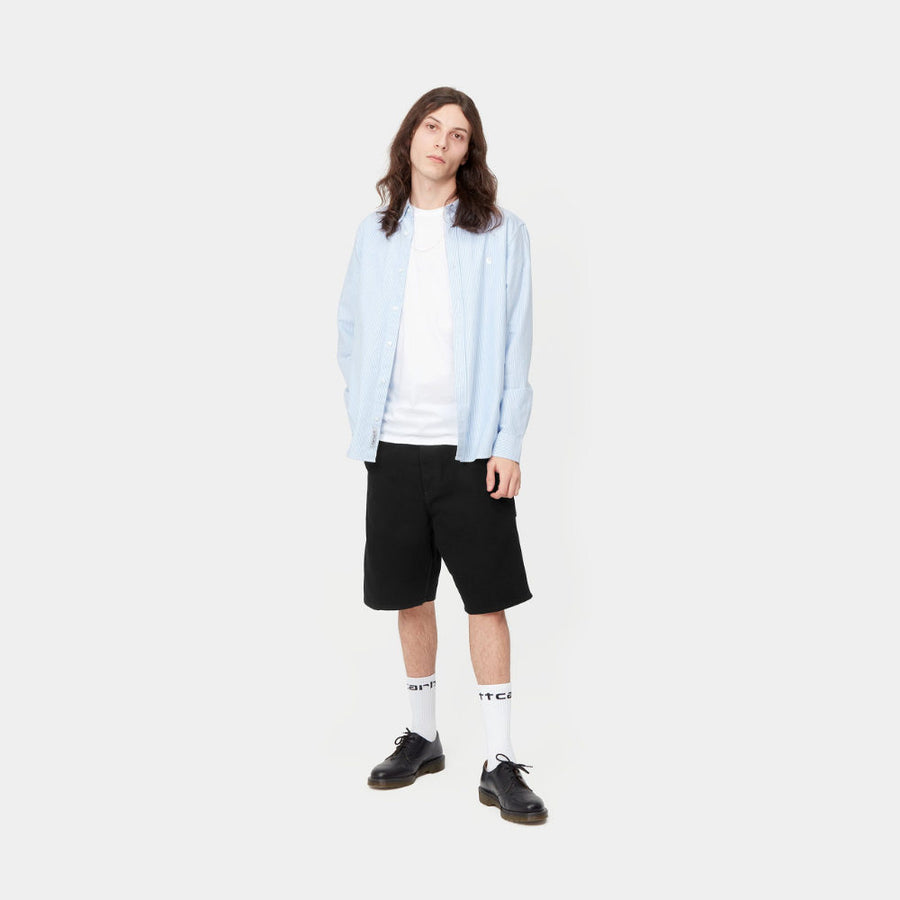 carhartt wip single knee short black rinsed
