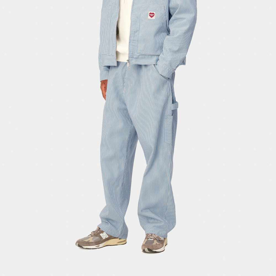 carhartt wip terrell sk pant hickory stripe bleach wax rinsed