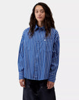 carhartt wip women long sleeve gowan shirt gowan stripe lapis