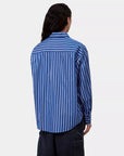 carhartt wip women long sleeve gowan shirt gowan stripe lapis