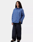 carhartt wip women long sleeve gowan shirt gowan stripe lapis