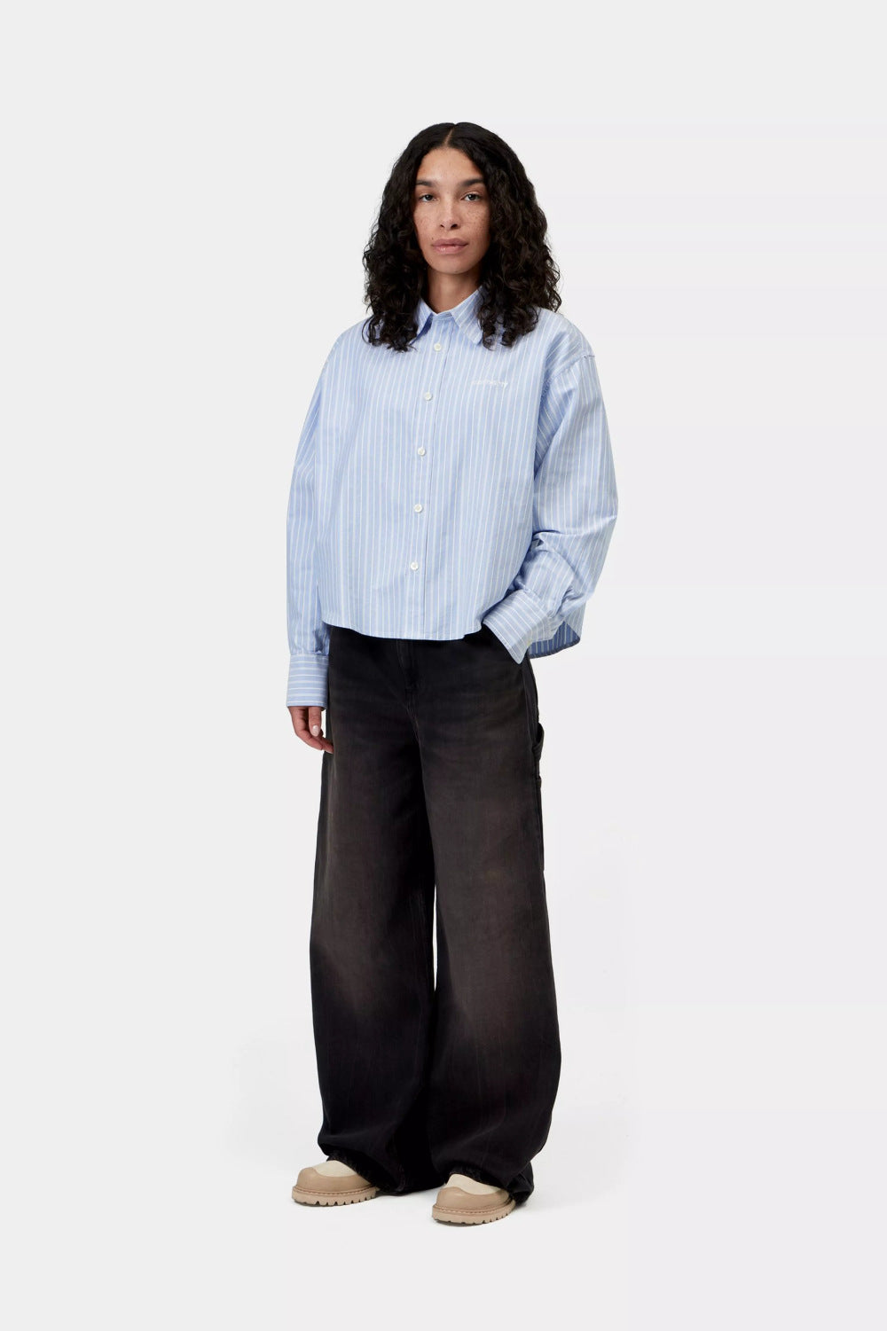 carhartt wip women long sleeve kanan shirt kanan stripe bleach
