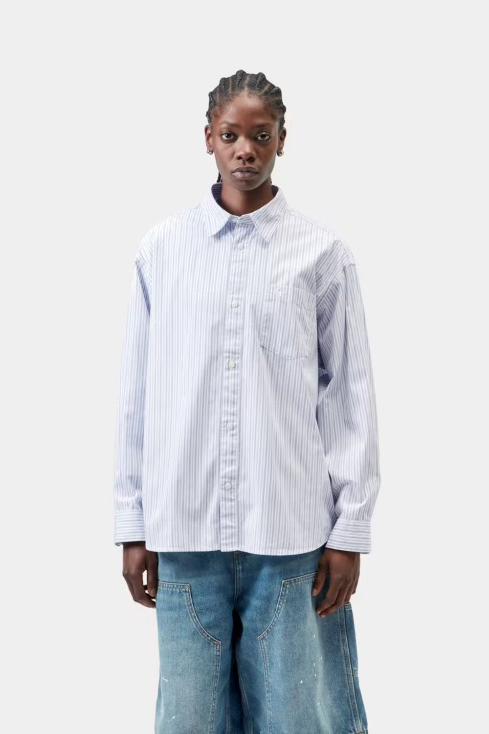 carhartt wip women long sleeve keene shirt keene stripe white