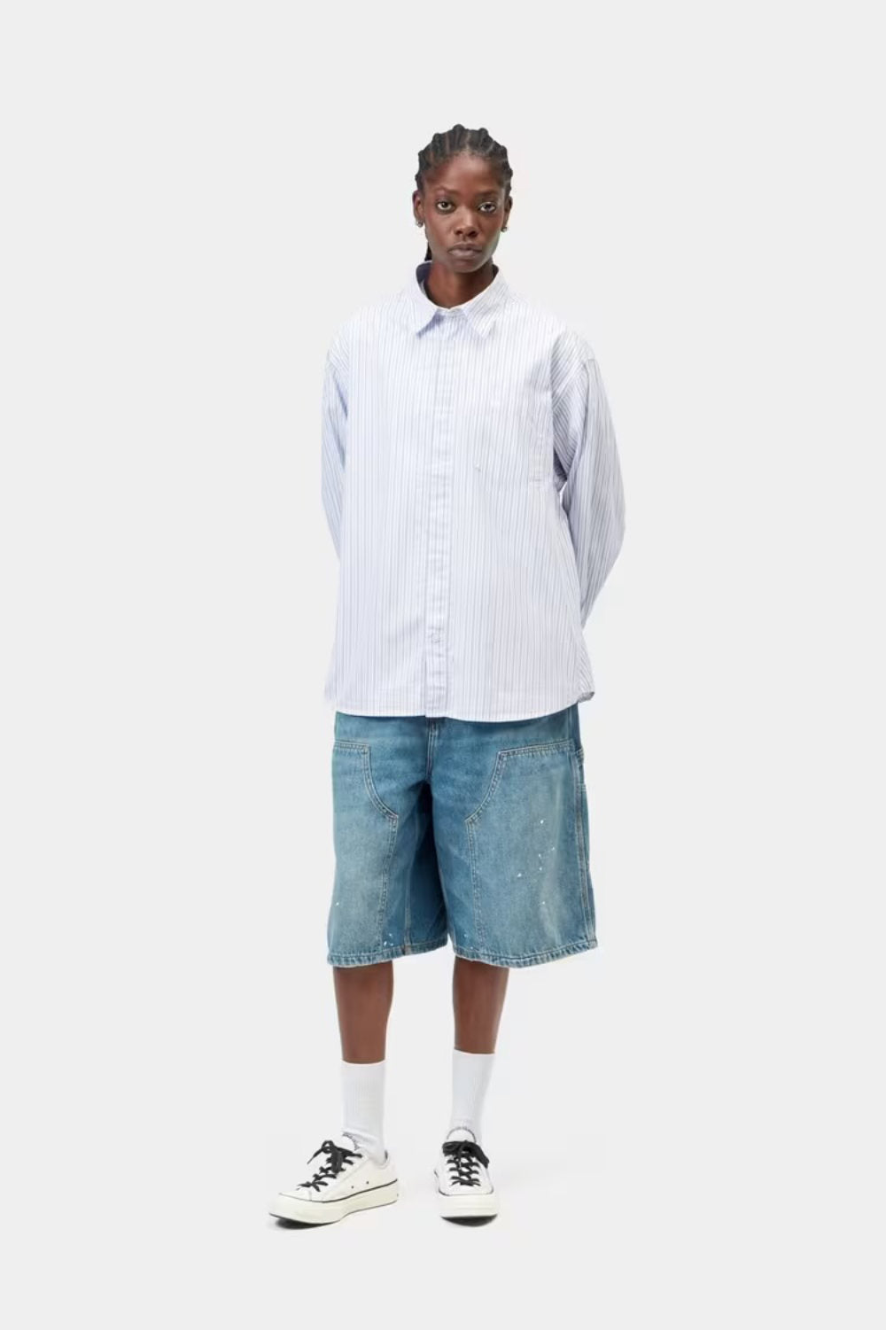 carhartt wip women long sleeve keene shirt keene stripe white