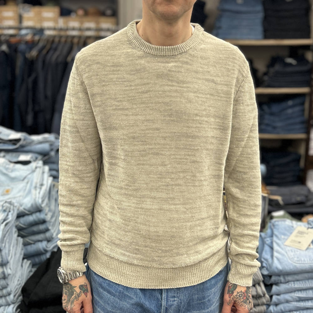 casa isaac cc11 crewneck pullover ecru flamme linen