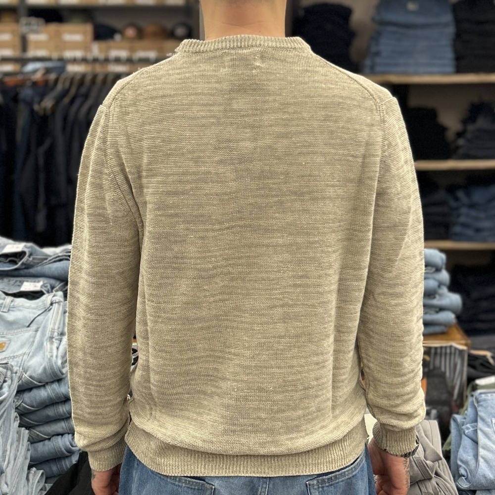 casa isaac cc11 crewneck pullover ecru flamme linen