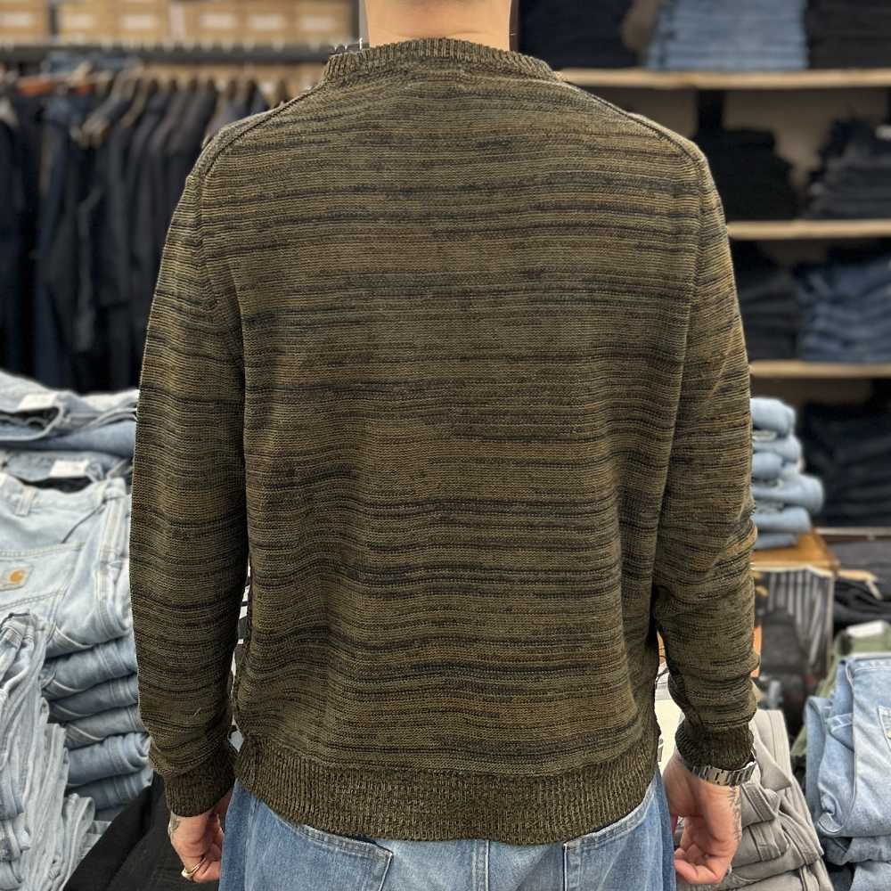 casa isaac cc11 crewneck pullover green flamme linen