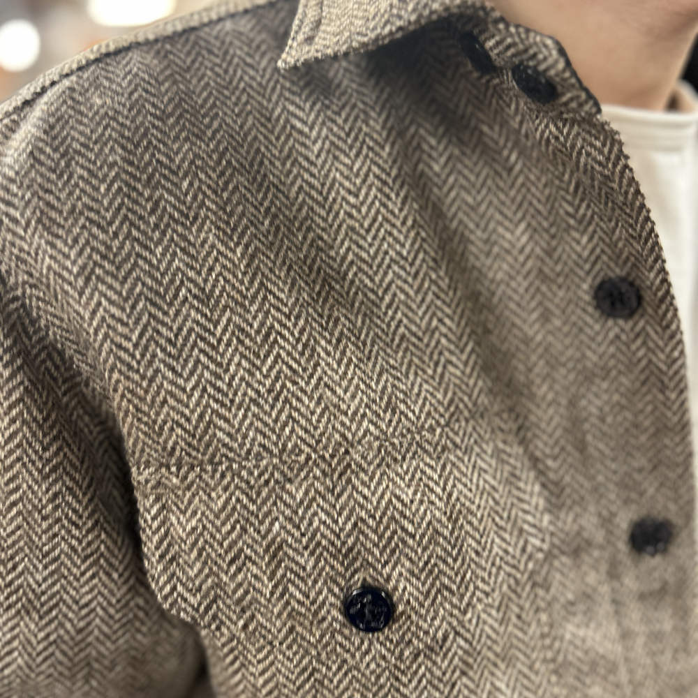 chesapeakes wool padded shirt cpo herringbone brown