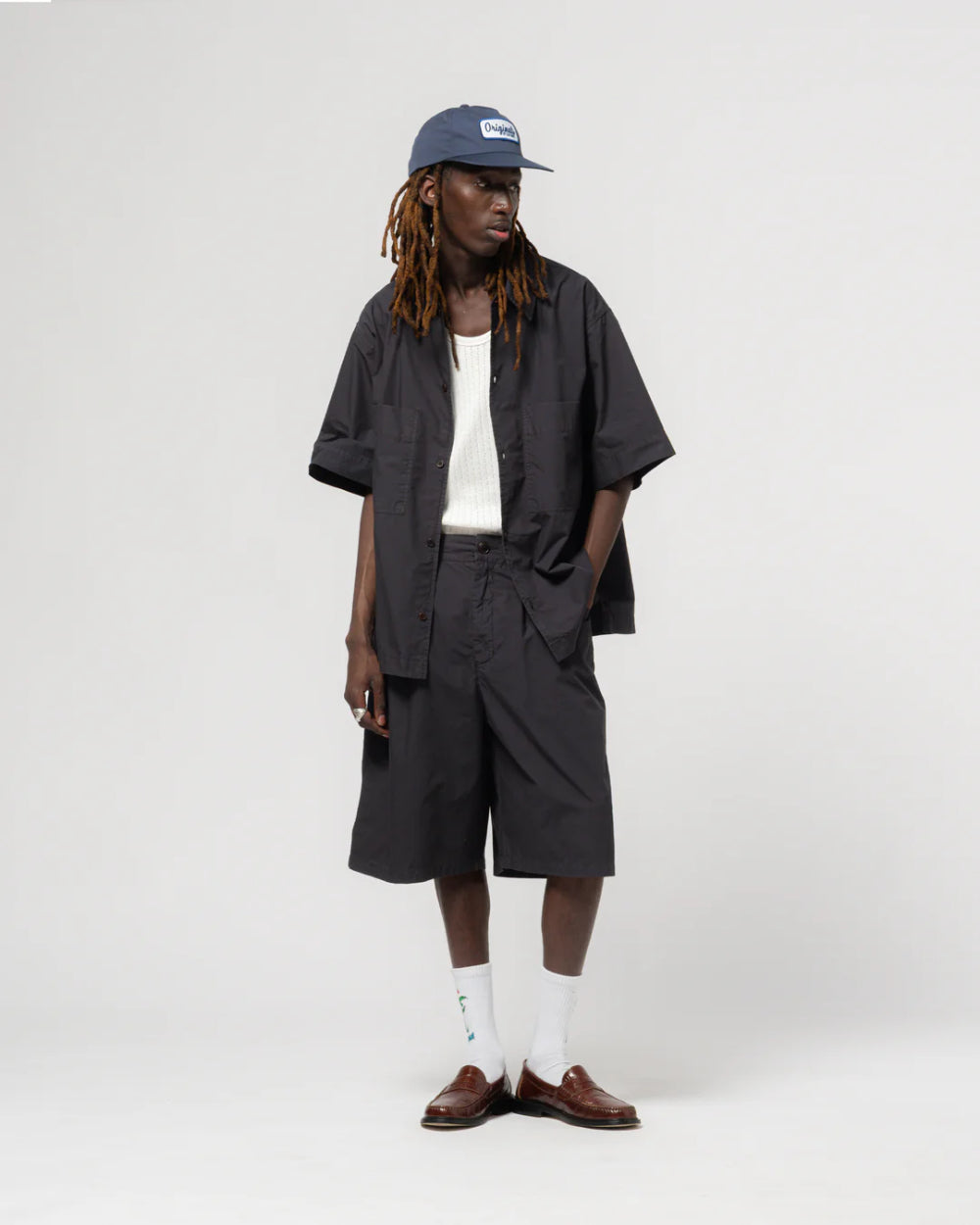 eat dust okinawa shirt riviera cotton midnight blue
