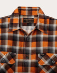 filson field flannel shirt amber rust gray plaid