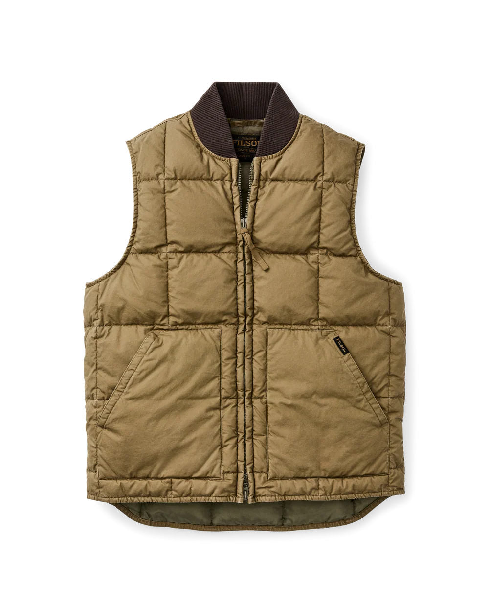 filson heritage cotton down vest light brown