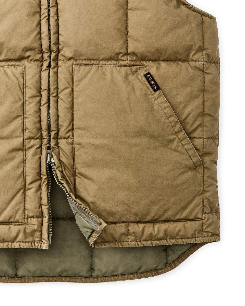 filson heritage cotton down vest light brown
