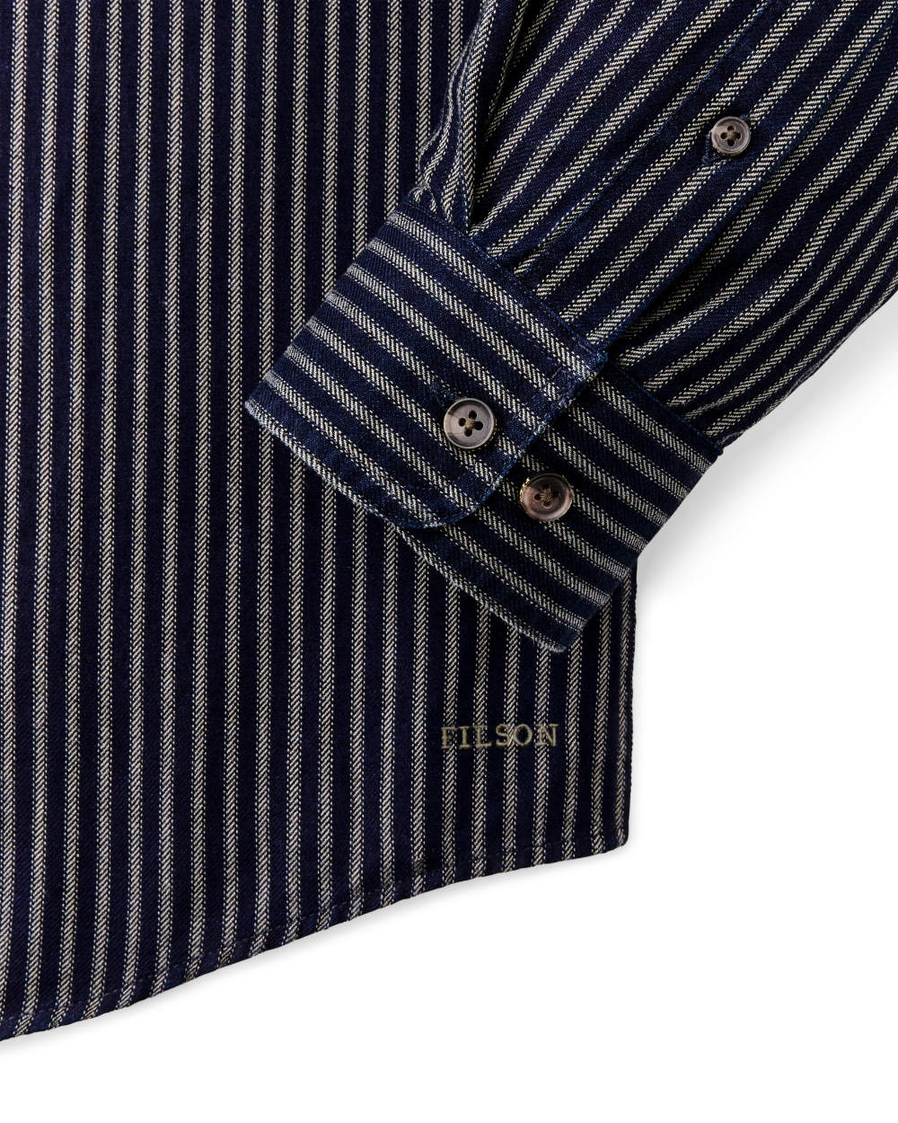 filson lightweight alaskan guide shirt indigo ticking stripe
