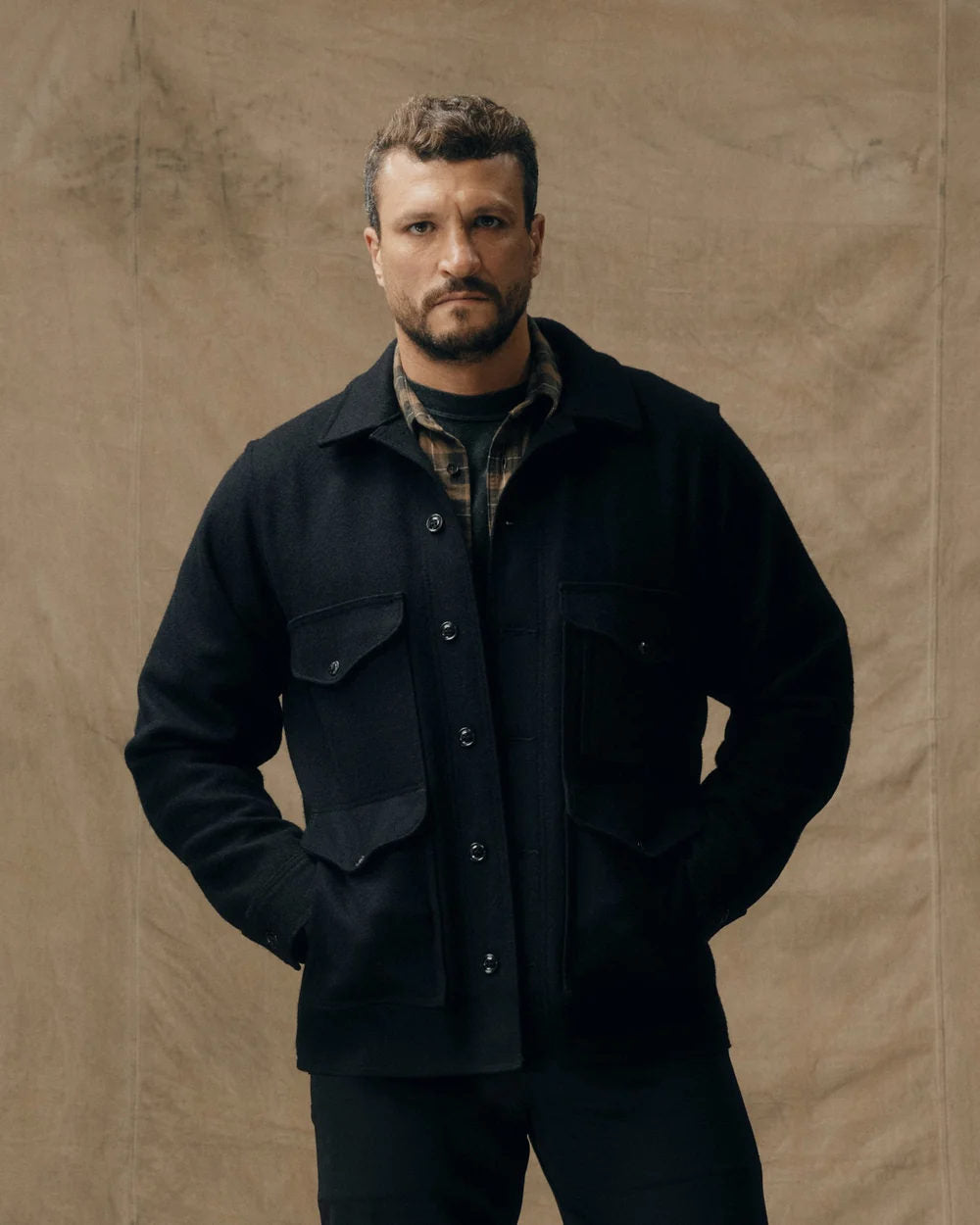 filson mackinaw wool cruiser jacket dark navy solid