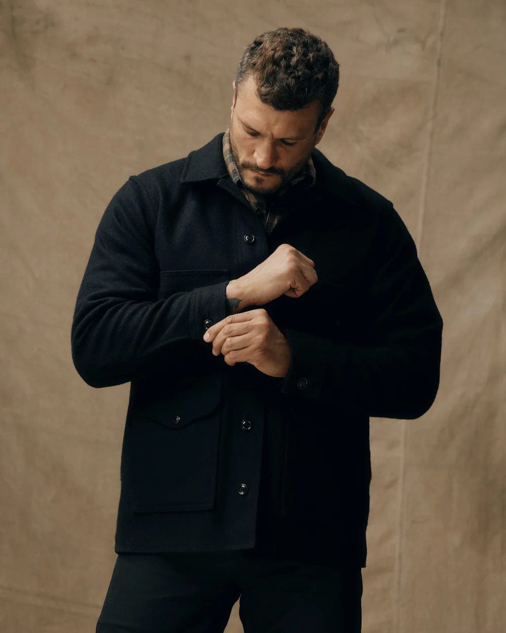 filson mackinaw wool cruiser jacket dark navy solid