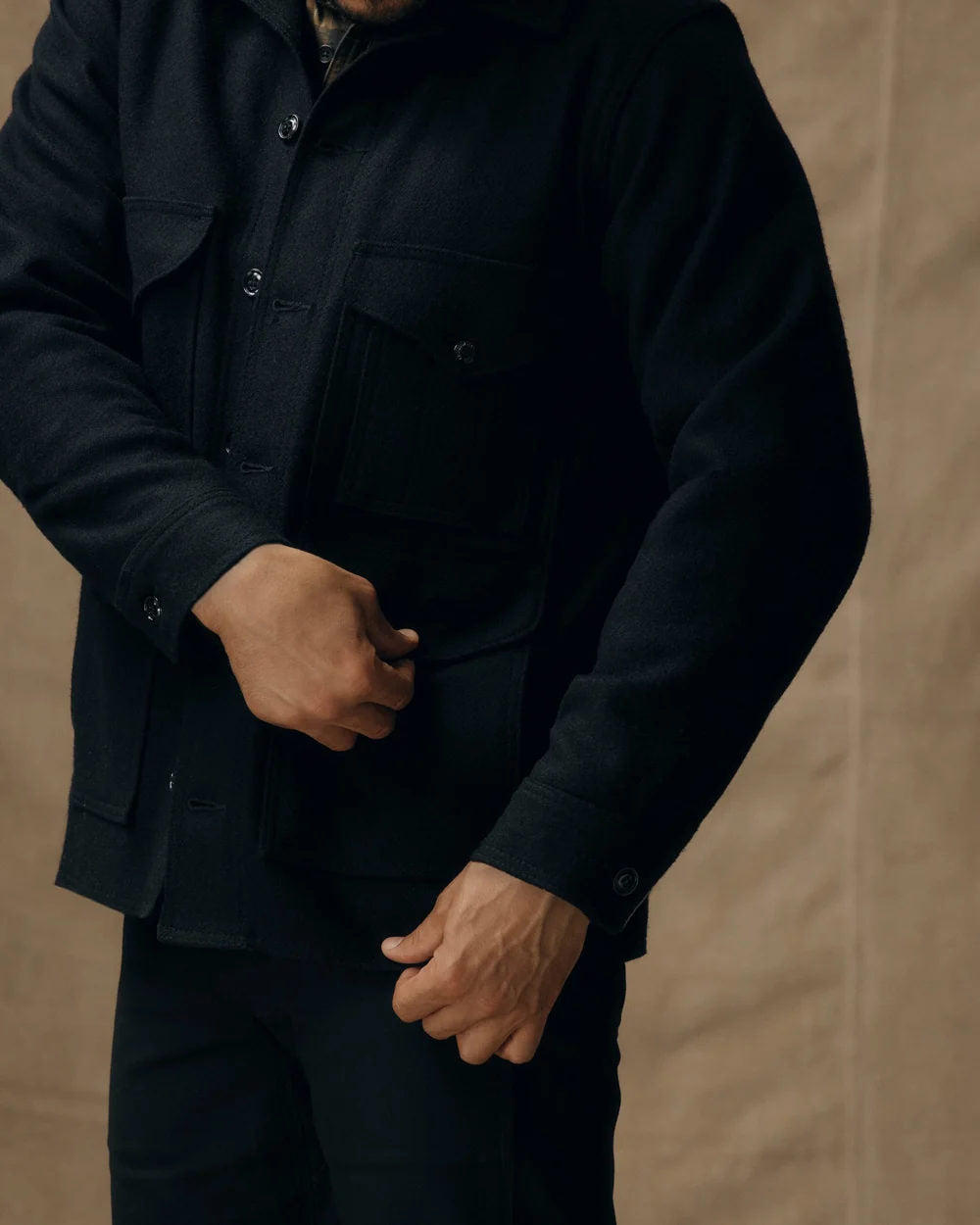 filson mackinaw wool cruiser jacket dark navy solid