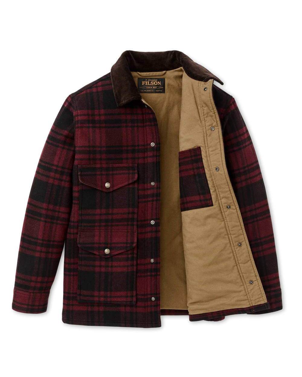 filson spokane insultaed cruiser jacket port black plaid