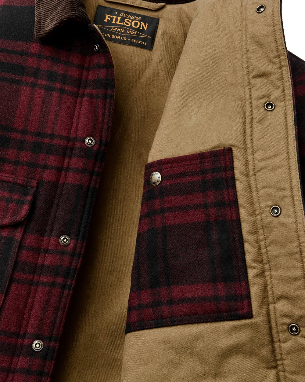 filson spokane insultaed cruiser jacket port black plaid