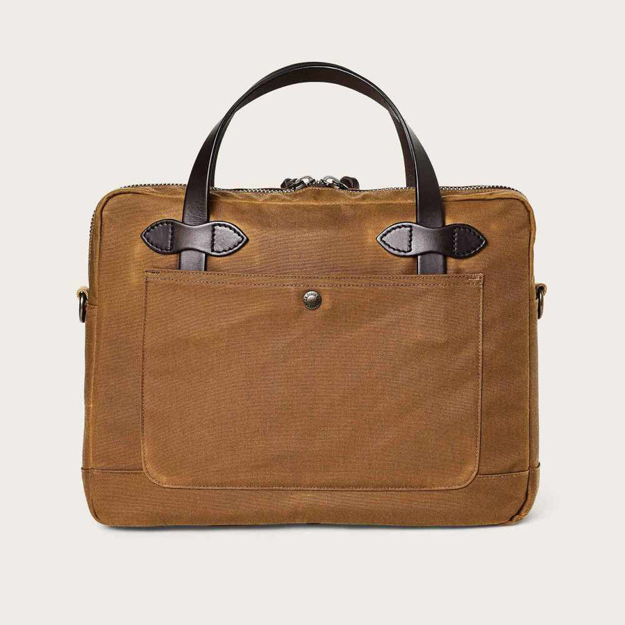 filson tin cloth compact briefcase dark tan