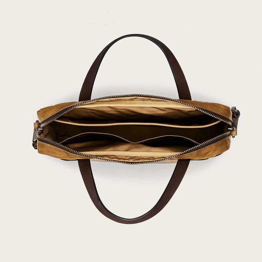 filson tin cloth compact briefcase dark tan