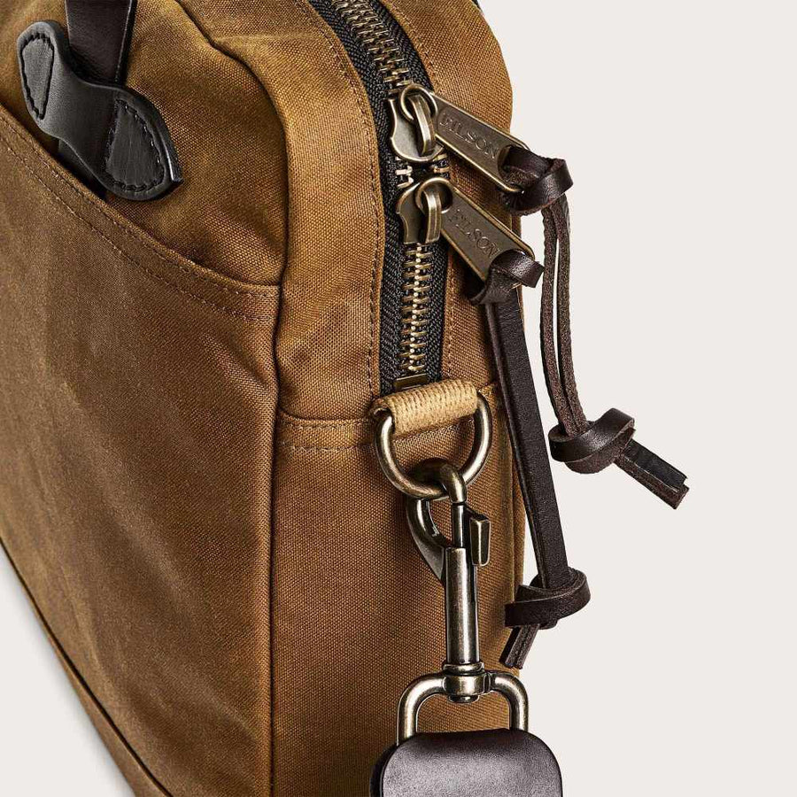 filson tin cloth compact briefcase dark tan